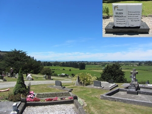 The paved area in Tuamarina cemetery is a place for quiet contemplation and rest &#8211; a perfect spot for a picnic or just to stretch out in the sun.